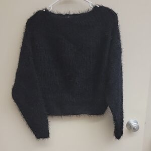 Lulu's Elegant Black Fuzzy Sweater